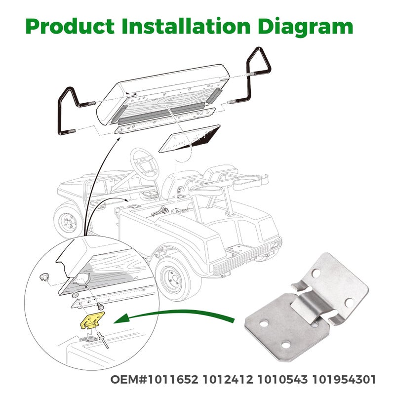 10L0L Club Car DS Seat Hinge Set for 1979-Up Golf Carts Seat Cushion Buckle Plate OEM 1011652 1012412 - Male + Female - Image 2